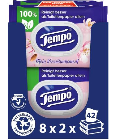 Tempo Moist Toilet Towels Bundle - Aloe Vera Chamomile Pure Calendula & Almond Milk (16 Pack Each) - Gentle & Sensitive Care for International Shipping - Buy Online on GoSupps.com