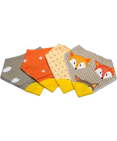 V&D HOME - Baby and Toddler Dribble Bib with Teether | 0-18 month Teething Bibs for Baby and Toddler | 100% BPA & Pthalate Free | Bandana bib with teether Orange - Buy Online on GoSupps.com