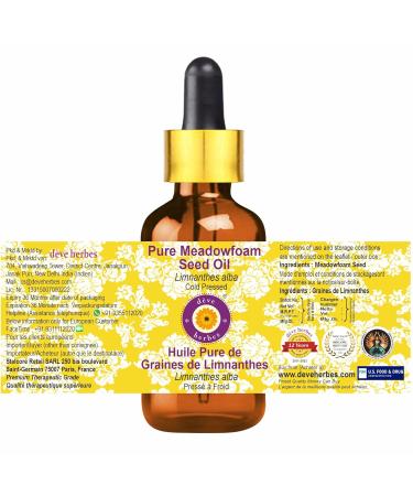 Deve Herbes Pure Meadowfoam Seed Oil (Limnanthes alba) with Glass Dropper Cold Pressed (Pack of Three)100ml X 3 (10 oz) - Buy Online on GoSupps.com
