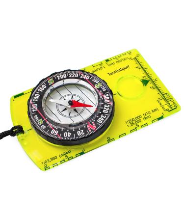 Orienteering Compass Hiking Backpacking Compass | Advanced Scout Compass Camping Navigation - Boy Scout Compass for Kids | Professional Field Compass for Map Reading - Best TurnOnSport Survival Gifts Green