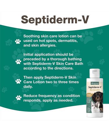 NaturVet Septiderm-V Skin Care Lotion for Dogs & Cats - Pet Health Supplement for Dermatitis, Allergies, Hot Spots, Rashes - 4 Oz - Buy Online on GoSupps.com