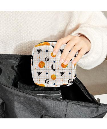 Halloween Pumpkin Plaid Sanitary Napkin Storage Bag - Large Capacity Menstrual Cup Pouch for Girls - Portable Makeup Organizer - Color 14 - Buy Online on GoSupps.com
