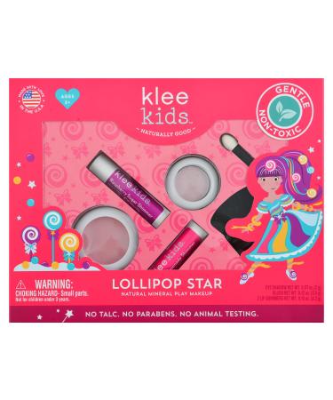 Luna Star Naturals Klee Kids 4 PC Makeup Up Kits with Compacts (Lollipop Star)