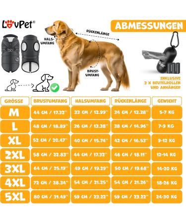 Lovpet Dog Jacket & Coat - Waterproof Padded Vest with Reflectors 45 Feces Bags & D-Ring | Ideal for Dogs - Buy Online on GoSupps.com