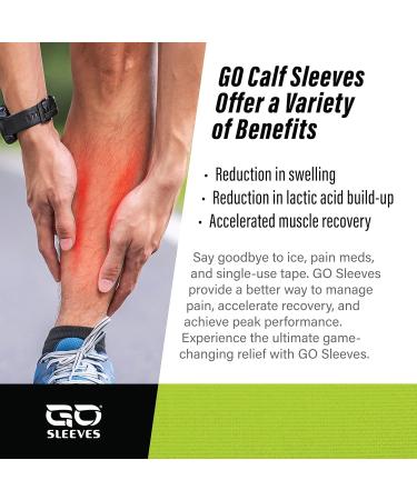 GO Calf Lower Leg Kinesiology Compression Sleeve - Black Medium Pair for Injury Recovery & Athletic Support - Buy Online on GoSupps.com