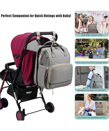 Baby Diaper Bag Backpack with Changing Station - Large Grey Diaper Bag for Baby Girl Boy Dad Mom | Baby Shower Gifts & Registry | Newborn Essentials - Buy Online on GoSupps.com