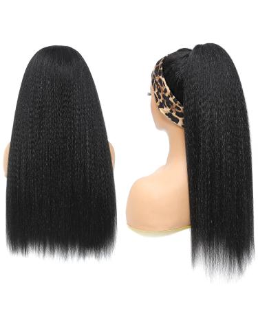 Vligcor Kinky Straight Headband Wig 16 Yaki Synthetic None Lace Front - Natural Hairline for Black Women - 1B - Buy Online on GoSupps.com