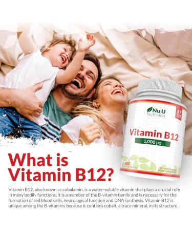 Vitamin B12 1000mcg - High Strength Vegan Tablets - 400 Count - Methylcobalamin - Reduce Tiredness & Fatigue - 13 Month Supply - Buy Online on GoSupps.com
