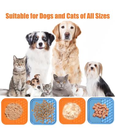 Buy Aiqinu Large Lick Mat Set for Dogs & Cats - 2 BPA-Free Leak Mats with Suction Cups | Slow Feeder for Baths Training & Fur Care | Orange & Blue - Buy Online on GoSupps.com