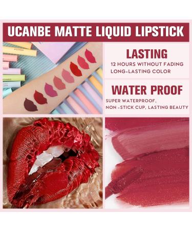 UCANBE 8Pcs/Set Velvet Matte Liquid Lipstick Set B - Waterproof, Long Lasting, Smooth & Soft - Gift for Women - Buy Online on GoSupps.com