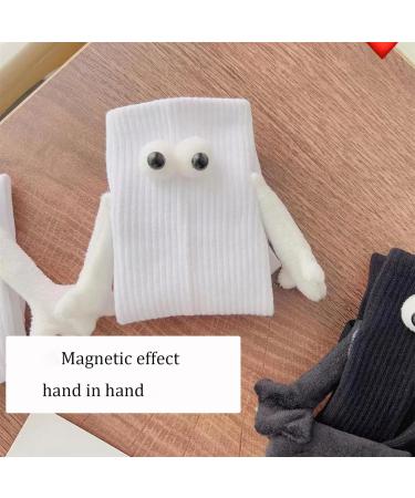 FaYya Magnetic Hand Holding Socks - 2 Pairs Funny 3D Doll Couple Socks (White+Black) - Buy Online on GoSupps.com