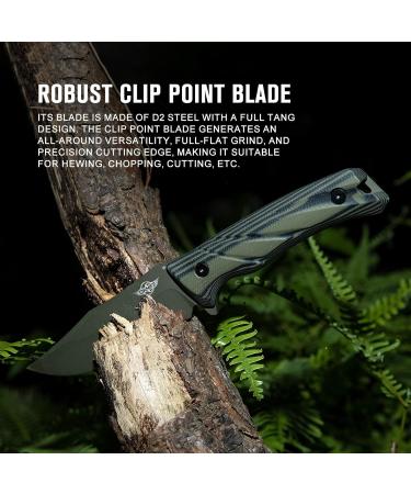 Oknife Fortitude Hunting Knife - D2 Blade Full Tang G10 Handle Survival & Bushcraft Knife with Clip for Camping & Hunting - Buy Online on GoSupps.com