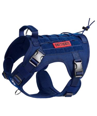 Oneigris dog harness Fire Watcher Tactical Dishes Molle Security Dogs Dog Dog Dog Dogs With 1 Hands and 2 No-Pull D-Ring 1000D Nylon (M Blue) M blue