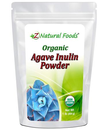 Organic Agave Inulin Powder - All Natural Fiber Supplement - Prebiotic Superfood for Drinks, Smoothies and Recipes - Great for Cooking or Baking - Raw, Non GMO, Gluten Free, Kosher - 1 lb 1.0 Pounds
