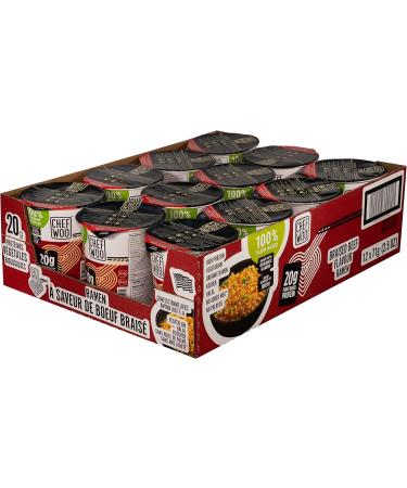 CHEF WOO BRAISED BEEF RAMEN NOODLES (Pack of 12) | Made with Organic Ramen Noodles | Plant Based Protein | Certified Vegetarian Vegan Kosher Halal | Made with better for you ingredients| Amazing flavour - Buy Online on GoSupps.com