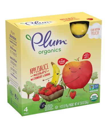 Plum Organics Applesauce Mashups with Strawberry & Banana 4 Pouches 3.17 oz (90 g) Each