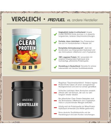 Clear Protein Vegan 360g - Delicious Peach Iced Tea | High-Quality Pea Protein - 56% Protein | Refreshing Vegan Clear Whey Protein Drink - Buy Online on GoSupps.com