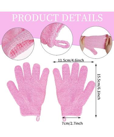 4 Pairs Exfoliating Bath Gloves | Double Sided Scrub Mitts for Shower and Spa | Body Scrubber Glove Set in Yellow, Red, Pink, Light Blue - Buy Online on GoSupps.com