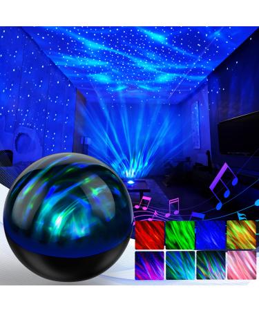 Galaxy Projector Star Projector Night Light with 8 White Noise and Colorful Lights Modes Bluetooth Music Speaker and Remote Control Timing Aurora Projector for Bedroom Room Decor Party Kids Gifts Black
