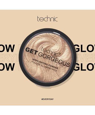 Technic Get Gorgeous Highlighting Powder - 24CT Gold Shimmer Face Makeup Compact 6g - Buy Online on GoSupps.com
