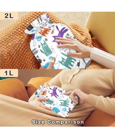 Naanle Funny Sketch Cat Water Bottle | 2L Large Warm & Cold Therapy Bag for Bed | Hand & Foot Warmer | Pain Relief - Buy Online on GoSupps.com