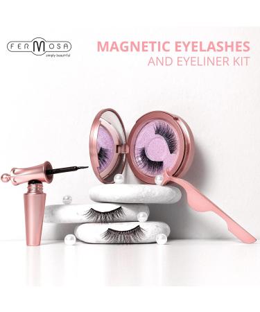 Fermosa Reusable Magnetic Eyelashes & Eyeliner Kit | Easy Glue-Free False Lashes for Beginners | 2 Pairs - Long & Extra Long - Buy Online on GoSupps.com