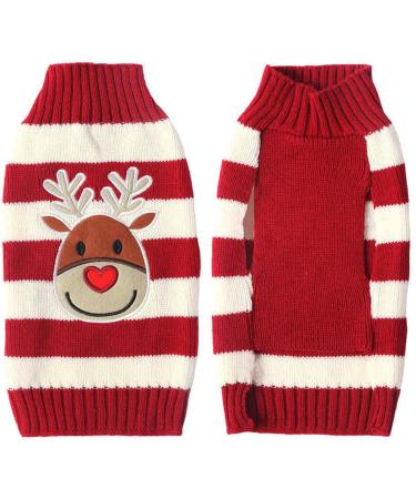 Dog sweater Christmas dog turtleneck sweater christmas pattern knitted goods warm pet sweater winter dog coat sweater pet costume for dog puppies party puppy gift for dog Christmas elk xl