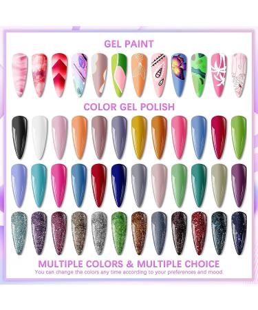 Morovan Gel Nail Polish Kit - 36 Colors DIY Manicure Set with Gel Brush and Spider Liner for Nail Art Design - Color Group A - Buy Online on GoSupps.com