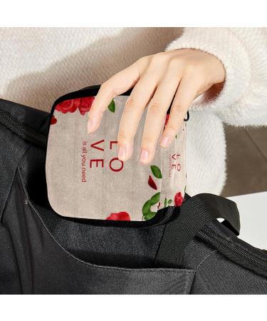 Period Bag Sanitary Napkin Storage - Love Word and Roses Color3105 | GIAPB Makeup Pouch - Buy Online on GoSupps.com
