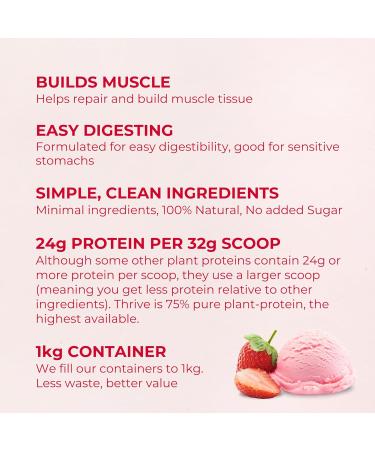 Plant-Based Protein | Vegan Protein Powder Strawberries & Cream | Thrive Protein | 1kg (30 servings) Strawberries & Cream 1 kg (Pack of 1) - Buy Online on GoSupps.com