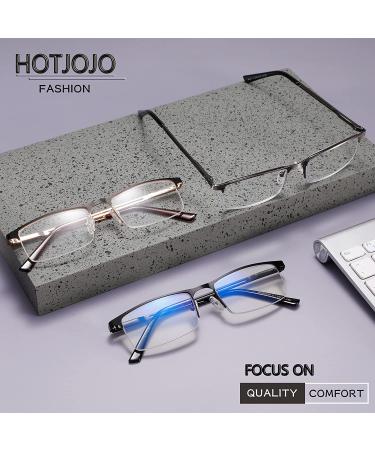 HOTJOJO 3 Pack Blue Light Blocking Reading Glasses for Men - Metal Frame Rectangle Computer Readers - 3 Colors, +1.50 Magnification (Black Gold Metalgun) - 3 Pack - Buy Online on GoSupps.com