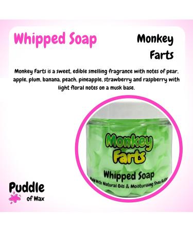 Monkey Farts Whipped Soap Body Wash - 150g - Natural Oils and Butters - Fruity Scent - Vegan Friendly - Puddle of Wax - Made in the UK - Buy Online on GoSupps.com