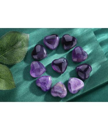 MAIBAOTA Amethyst Crystal Stone Healing Crystals Gemstones Pocket Gifts Heart-Shaped Nature Spiritual Energy Purple Crystals for Women Men Reiki Divination Balancing Yoga Meditation 10PCS - Buy Online on GoSupps.com