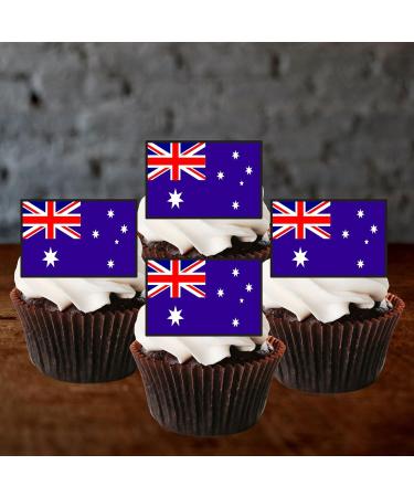 24 Australian Flag Cupcake Toppers Edible Australia Flags Aussie Theme Party Decorations Bon Voyage Decorations Cricket Cupcake Toppers Tennis Cupcake Topper Australia Cake Topper Australia Day - Buy Online on GoSupps.com