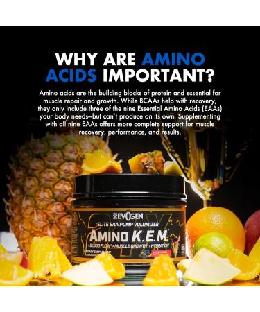 Evogen Amino K.E.M. - EAA & BCAA Powder Pump Volumizer | BCAAs Amino Acids Supplement for Blood Flow Muscle Growth & Hydration | Victory Punch | 30 Servings - Buy Online on GoSupps.com