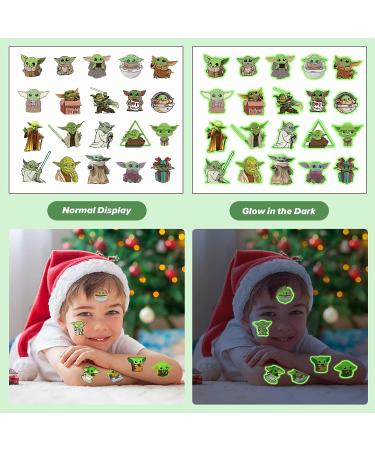 120 Pcs Baby Yoda Glow In The Dark Temporary Tattoos - Waterproof Grogu Stickers for Kids Birthday Party (6 Sheets) - Buy Online on GoSupps.com
