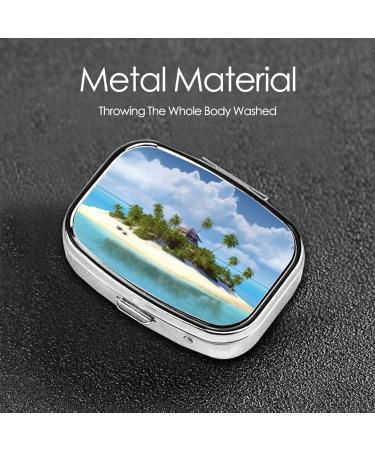 Island & Beach Printed Square Pill Box | Portable Traveling Medicine Organizer - Buy Online on GoSupps.com