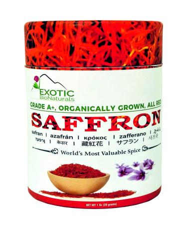 SAFFRON, All Red Super Negin Grade A+ Premium Quality Spice for Paella, Risotto, Persian Tea, Persian Rice and Golden Milk (1 Oz) 28 Gram (Pack of 1)