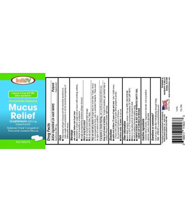 HealthLife Mucus Relief Guaifenesin Caplets 400mg (300 Count) - Fast Acting Expectorant for Chest Congestion, Cough, Cold & Flu - Buy Online on GoSupps.com