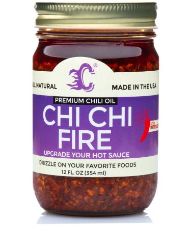 Chi Chi Fire - (Intensely Spicy) Hot Premium Chili Crisp Sauce with Olive Oil and Crunchy Garlic (Large 11.5 OZ) Vegan Friendly Made in USA