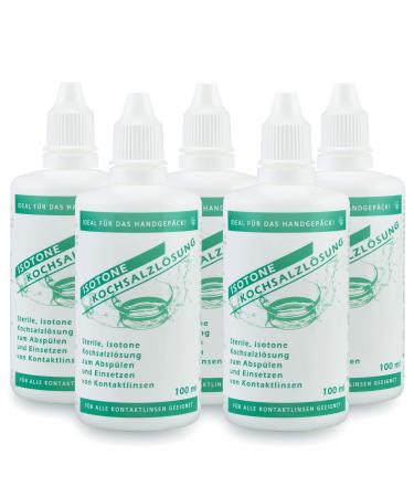Pack of 5 sterile isotonic saline solution for all contact lenses 5x100 ml - Buy Online on GoSupps.com
