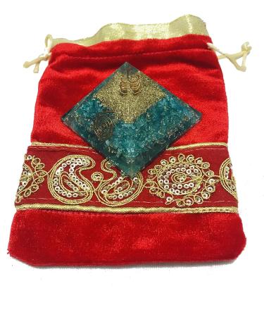 Blue Aquamarine Crystal Orgone Pyramid Healing Stone Crystal Chakra Pyramid EMF Protection Positive Energy Generator Orgonite Meditation Spiritual Balance Stones with Velvet Phouch - Buy Online on GoSupps.com