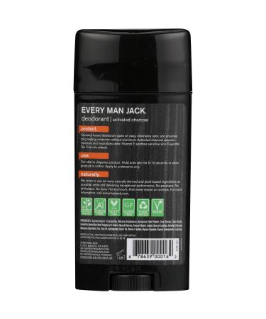 Everyman Jack Deodorant - Activated Charcoal & Tea Tree, 2.7 oz | Natural, Aluminum-Free Freshness - Buy Online on GoSupps.com