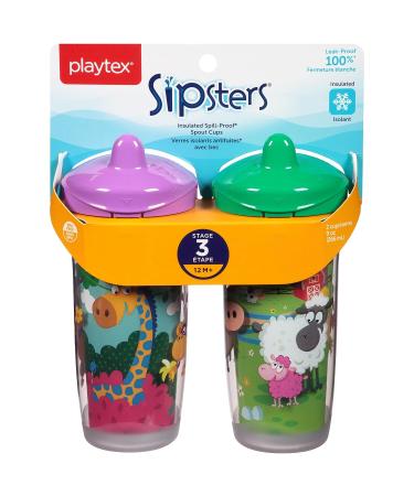 Playtex Sipsters Stage 3 Insulated Spout Sippy Cups - 9 Ounce, 2 Pack (Color May Vary) - Buy Online on GoSupps.com