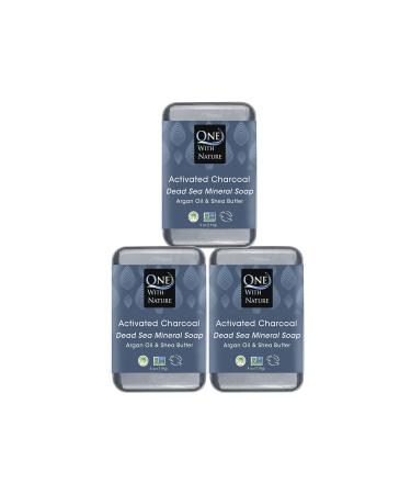 DEAD SEA Salt CHARCOAL SOAP 4 OZ 3 pk – Activated Charcoal, Shea Butter, Argan Oil. For Problem Skin, Skin Detox, Anti Aging, Natural Essential Oil Fragrance. 4 Ounce (Pack of 3)