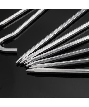 Aluminium Camping Tent Pegs with Hook - 7 Hexagon Nail Spike Stakes for Canopies and Garden - Silver - Buy Online on GoSupps.com