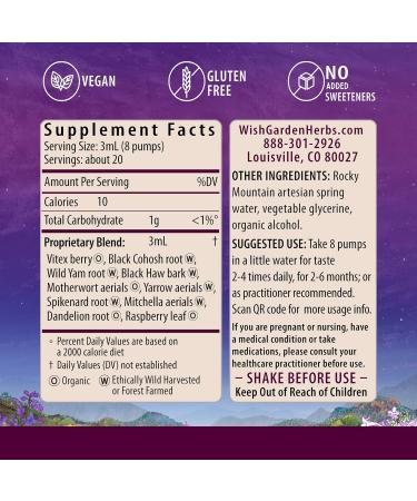WishGarden Herbs Cycle Harmony - Plant-Based Hormone Support Supplement with Vitex & Wild Yam for PMS Irregular Cycles & Ovulation Issues - 4oz - Buy Online on GoSupps.com