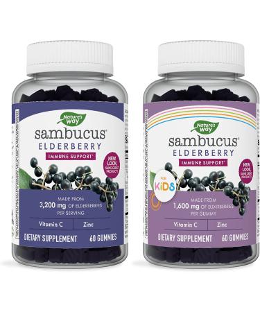 Nature's Way Sambucus Elderberry Gummies - Immune Support for Adults & Kids  60 Gummies Each  Delicious Berry Flavor - Buy Online on GoSupps.com