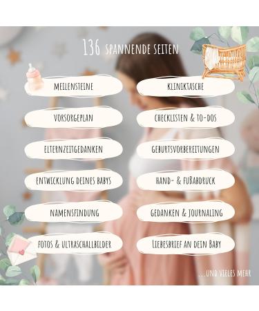 Meinbaby123 Premium Gold-Plated Pregnancy Diary - Gift for Expecting Moms | Mint Eucalyptus - Buy Online on GoSupps.com