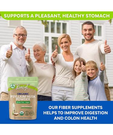 Konsyl Organic Psyllium Husk Powder - 340g Gusset Bag - USDA Certified Vegan Fiber Supplement - Gluten-Free, Sugar-Free, All-Natural - Ideal for Baking - Buy Online on GoSupps.com